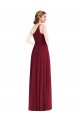 Purchase Soft Chiffon A-Line Long Sleeveless Shirred Front Slit Evening Dresses