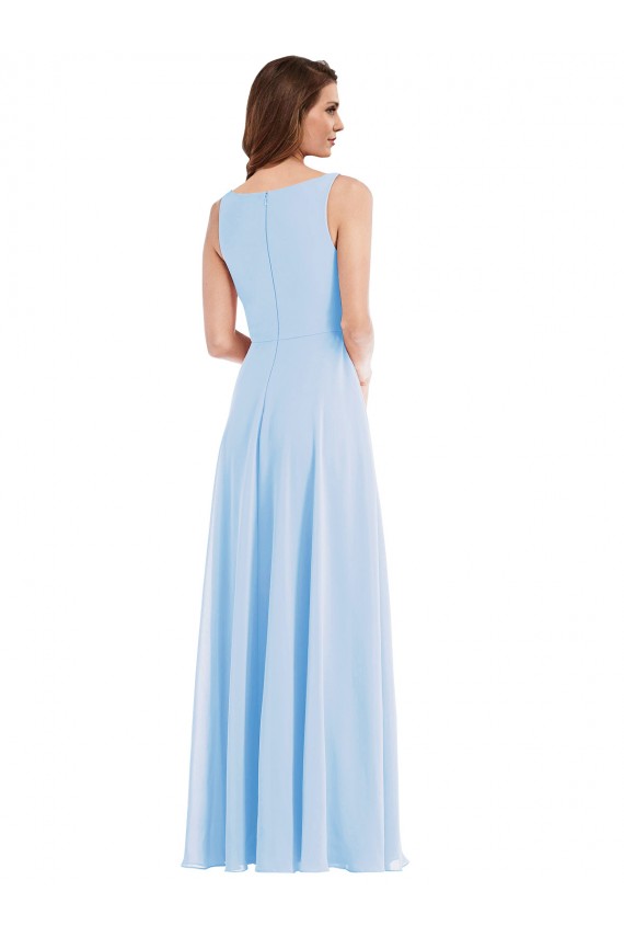 Purchase Soft Chiffon Long Sleeveless Semi Formal Evening Dress