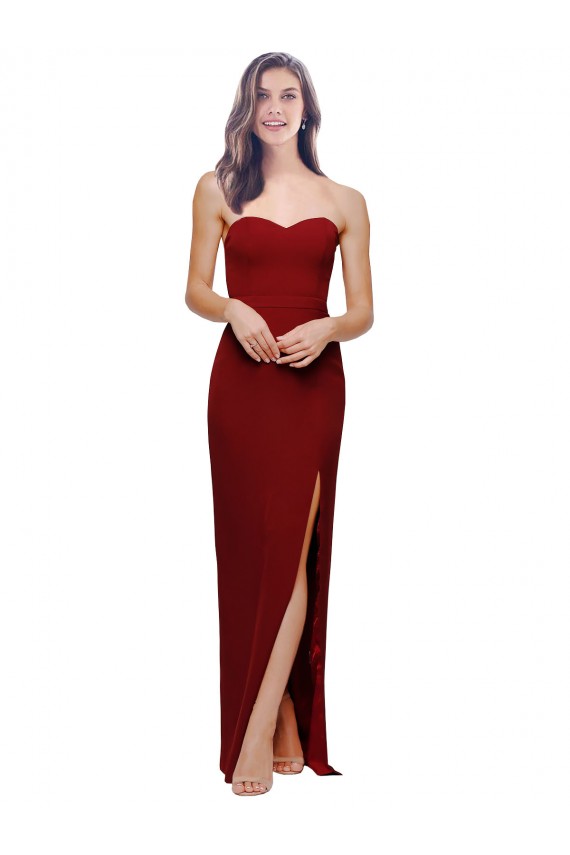 Purchase Stretch Crepe Sheath Long Sleeveless Low Back Evening Dress
