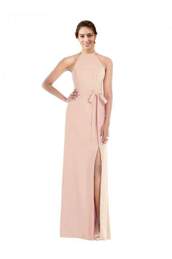 Purchase Stretch Crepe Trumpet Long Sleeveless Criss Cross Back Formal Evening Dress